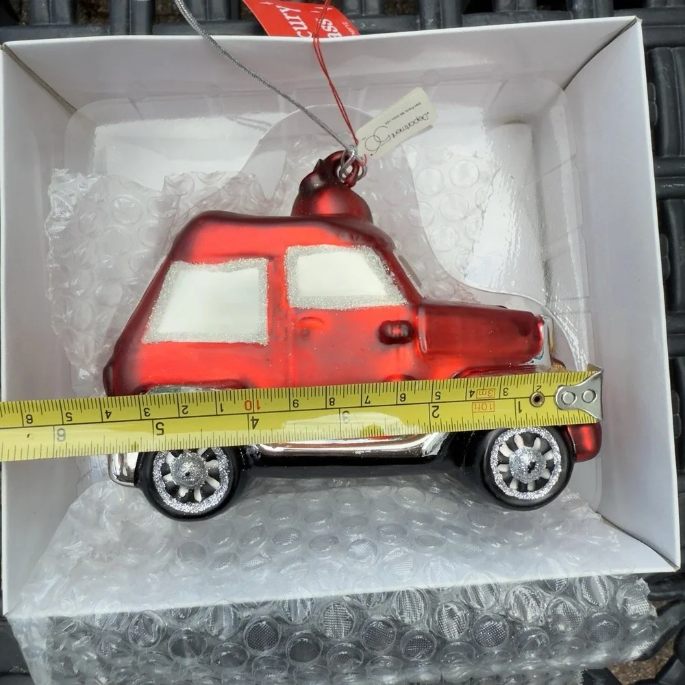 Vtg 90s Dept 56 Mercury Glass Sport Utility Vehicle Ornament Large Shiny Red Car